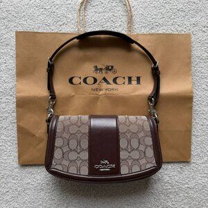 Coach Andrea Signature shoulder bag brown small Handbag Canvas & Leather